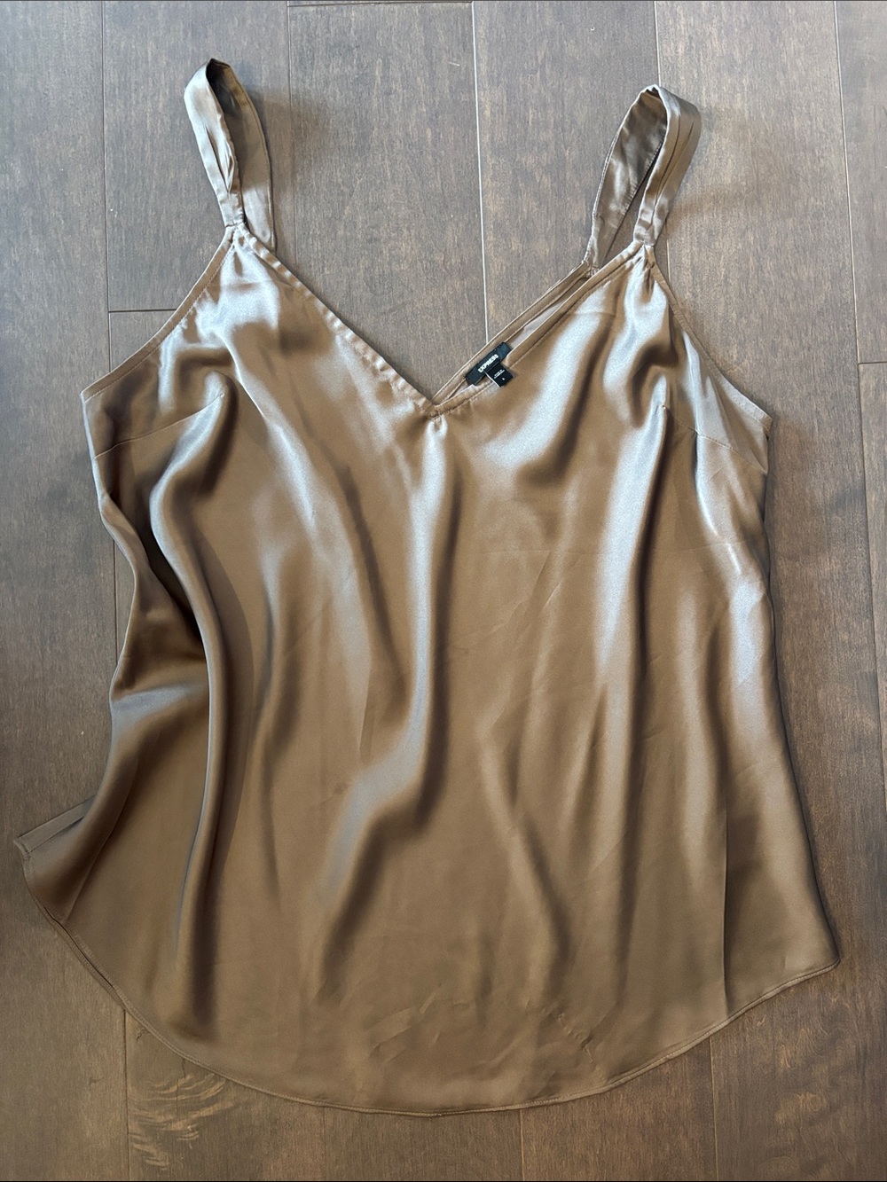 Express Satin V-Neck Camisole Tank Top - Brown